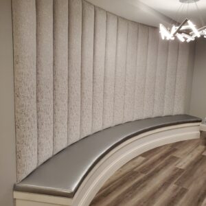 Curved upholster bench with wall panels